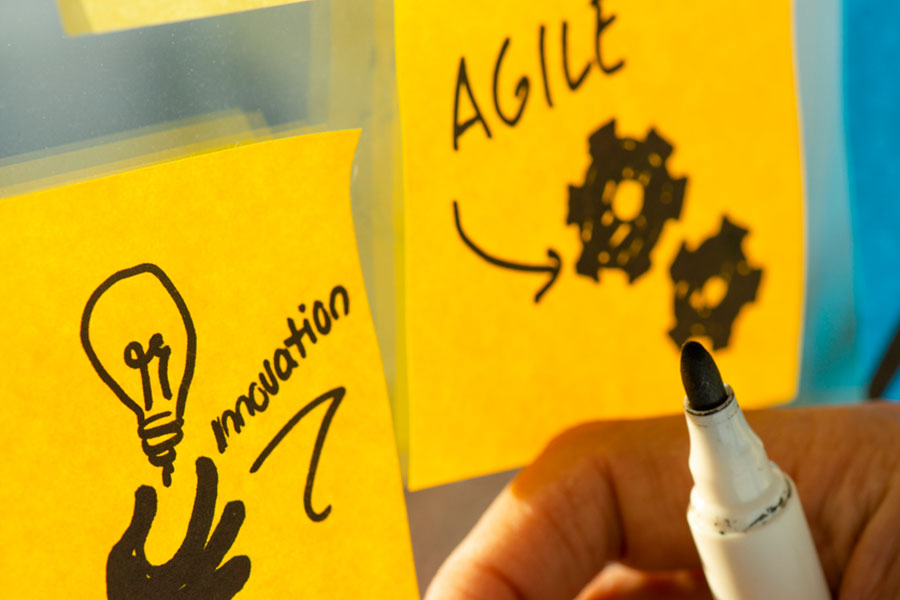 Project Planning terms on Post-it notes
