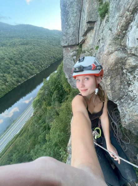 Girl rock climbing
